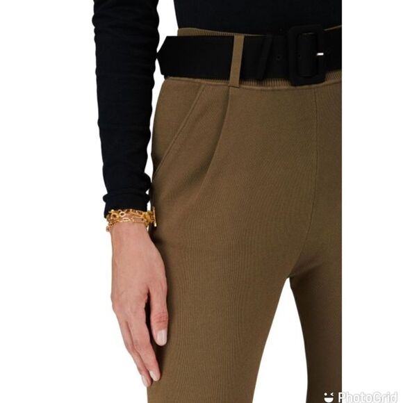 NEW Self-Portrait Khaki Knitted Joggers with Belt Size 4 - Picture 3 of 13